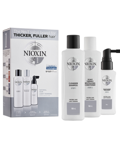 NIOXIN retėjančių NATŪRALIŲ plaukų priežiūros priemonių rinkinys SYSTEM 1